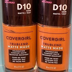 New Set of 2 Covergirl Trublend Matte Made Foundation Golden Carmel D10 12 Hour